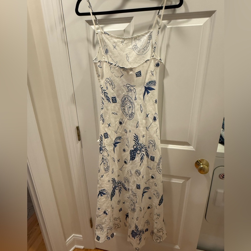 VERGE GIRL
VRG GRL Le Sirenuse Bias Cut Linen Midi Dress // Print - Picture 5 of 5